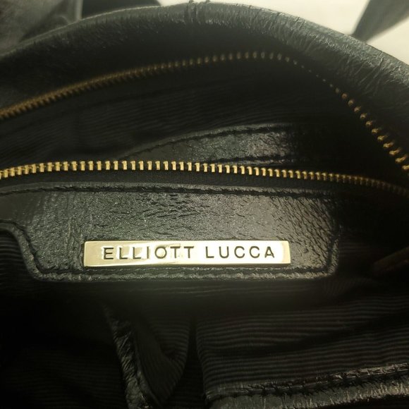 Elliott Lucca Womens Black Leather Double Handles Classic Shoulder Handbag - Picture 8 of 15